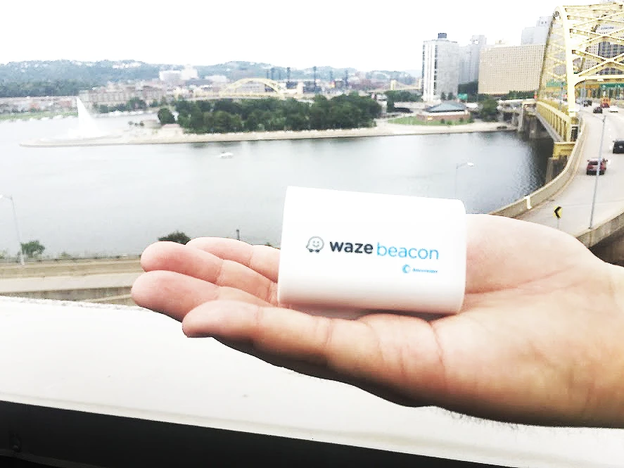 Waze Beacons are battery-powered wireless transmitters that can be installed in tunnels to send navigation signals directly to a smartphone or tablet via Bluetooth when GPS satellite signals are unavailable