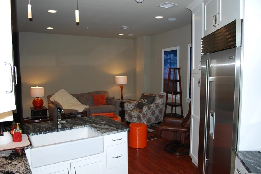 A living area in one of the shelter condos