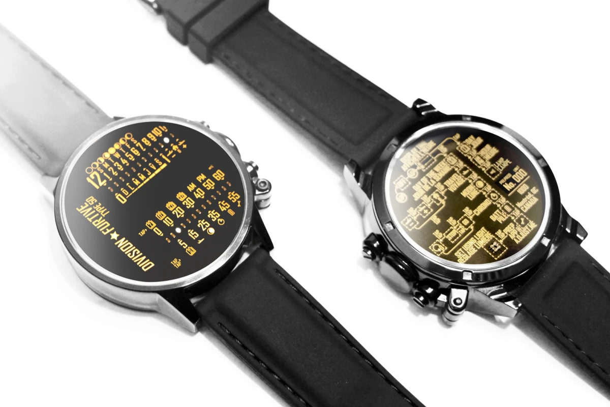 The Type 50 displays the time on the front and instructions for use on the back