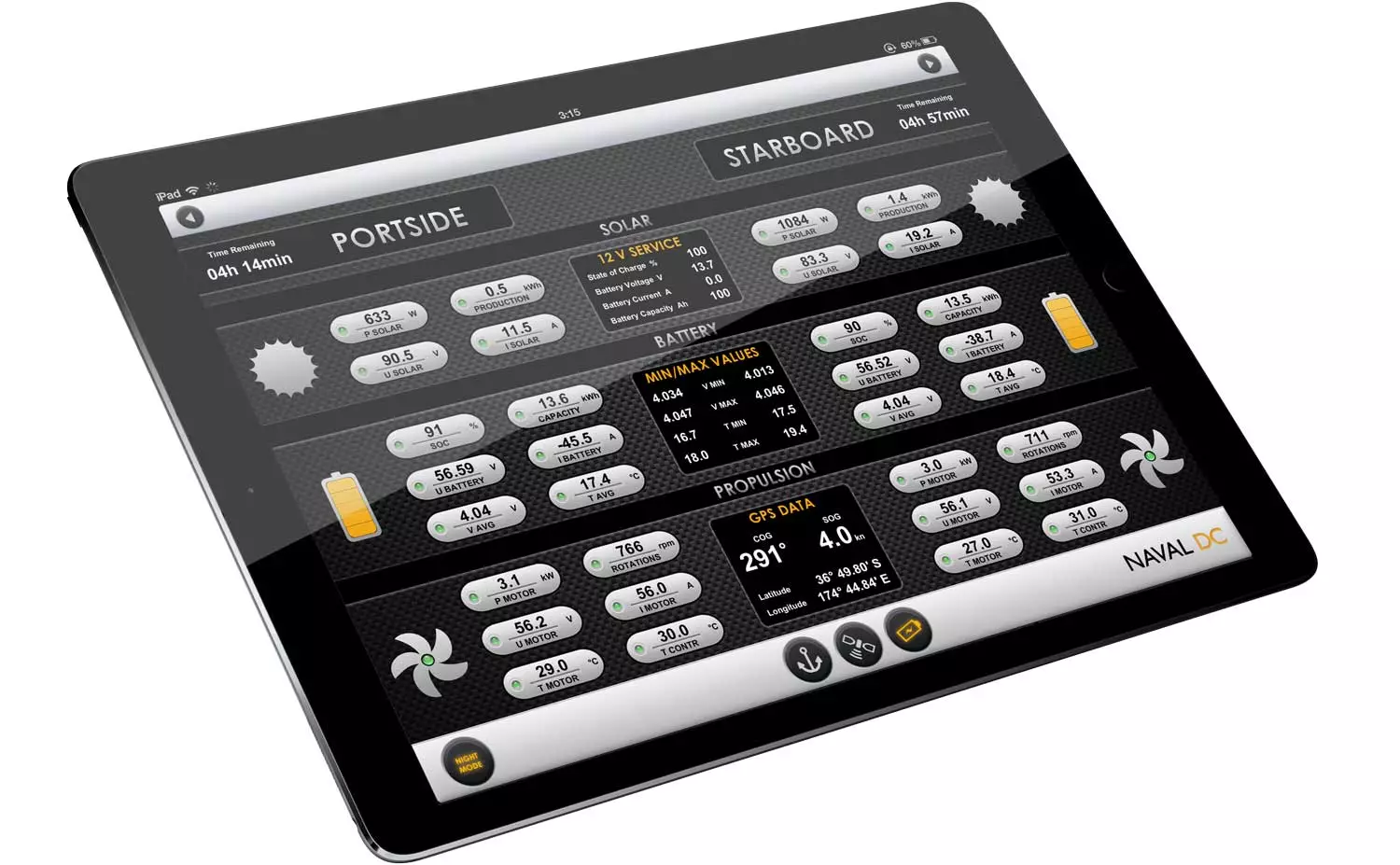 Passengers can hook up to the SoelCat 12's control panels with a mobile device through onboard Wi-Fi