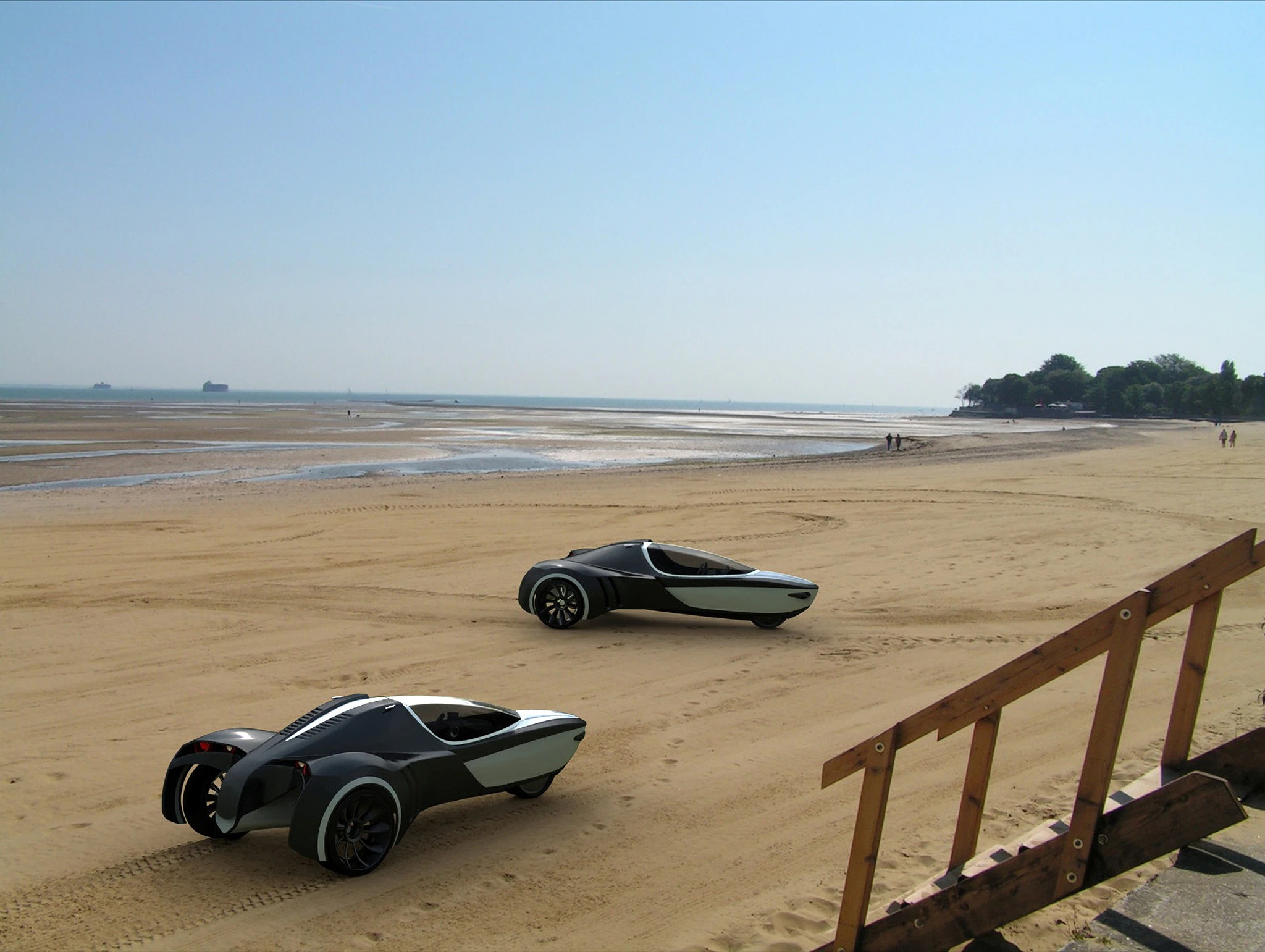 The Manta three-wheeled electric vehicle concept is good for land or sea