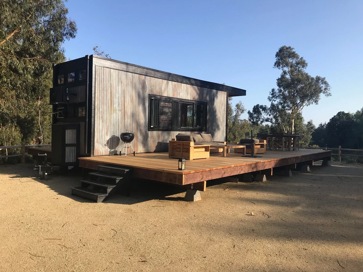 The base model Cornelia tiny house measures 24 ft long and 8 ft 6 in wide (7.3 x 2.6 m)
