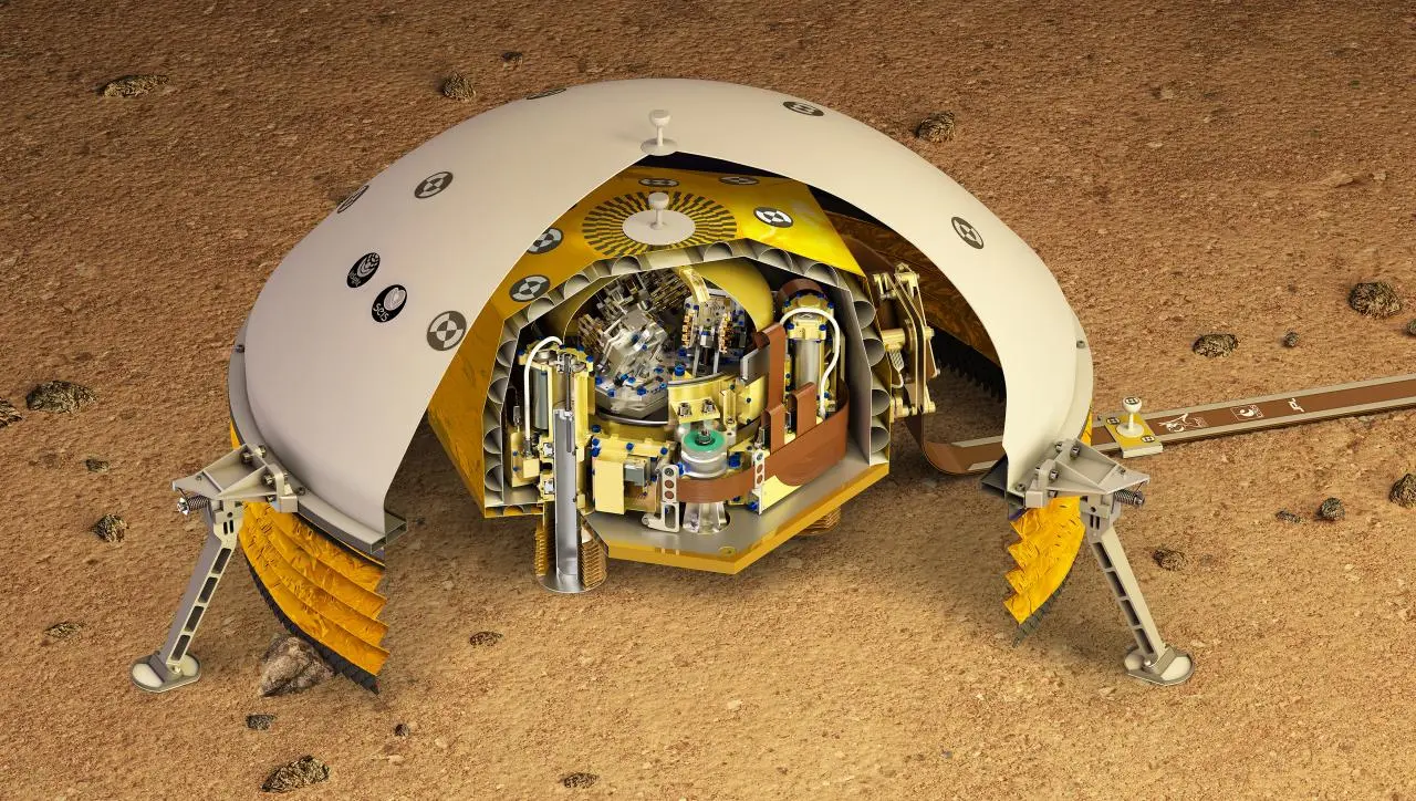 Cutaway view of the InSight seismometer package