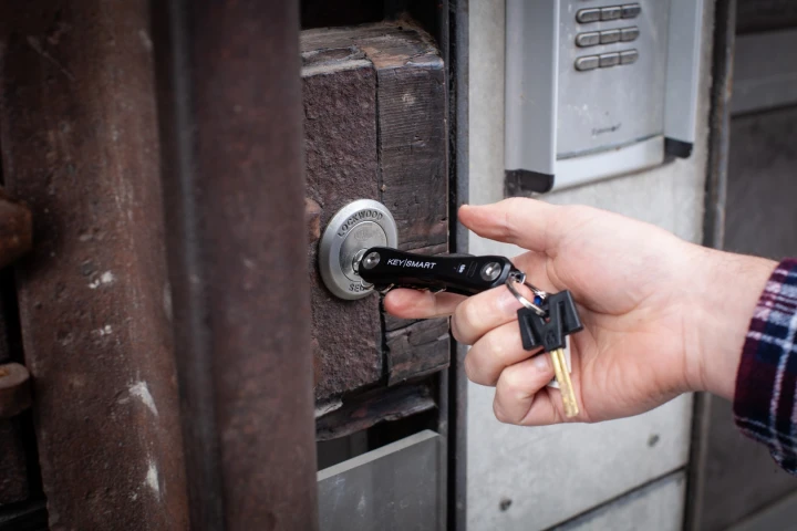 Unlocking a door with the KeySmart Pro