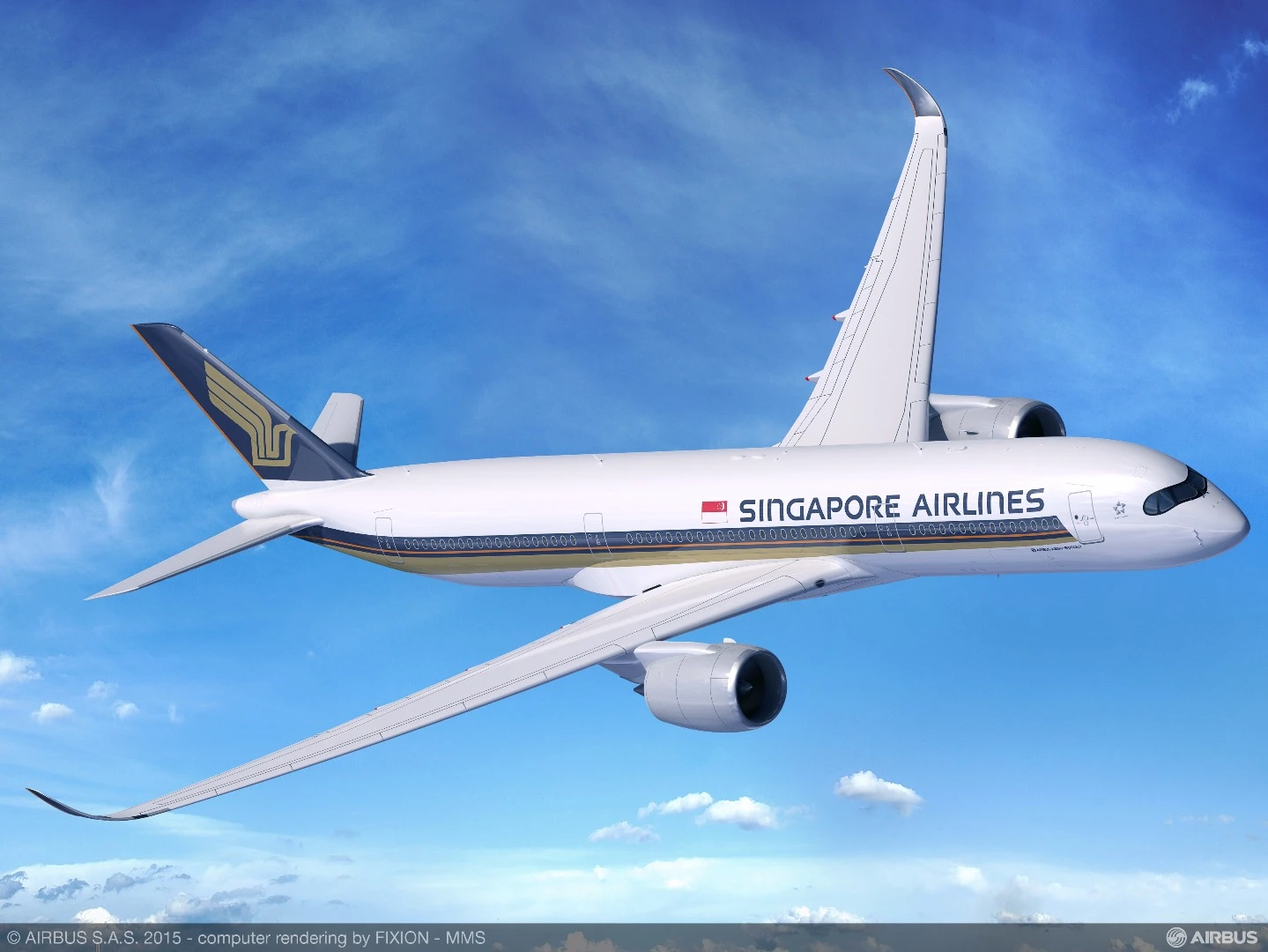 Computer rendering of the Airbus A350-900ULR in Singapore Airlines livery that is set to claim the world's longest commercial passenger flight route in 2018