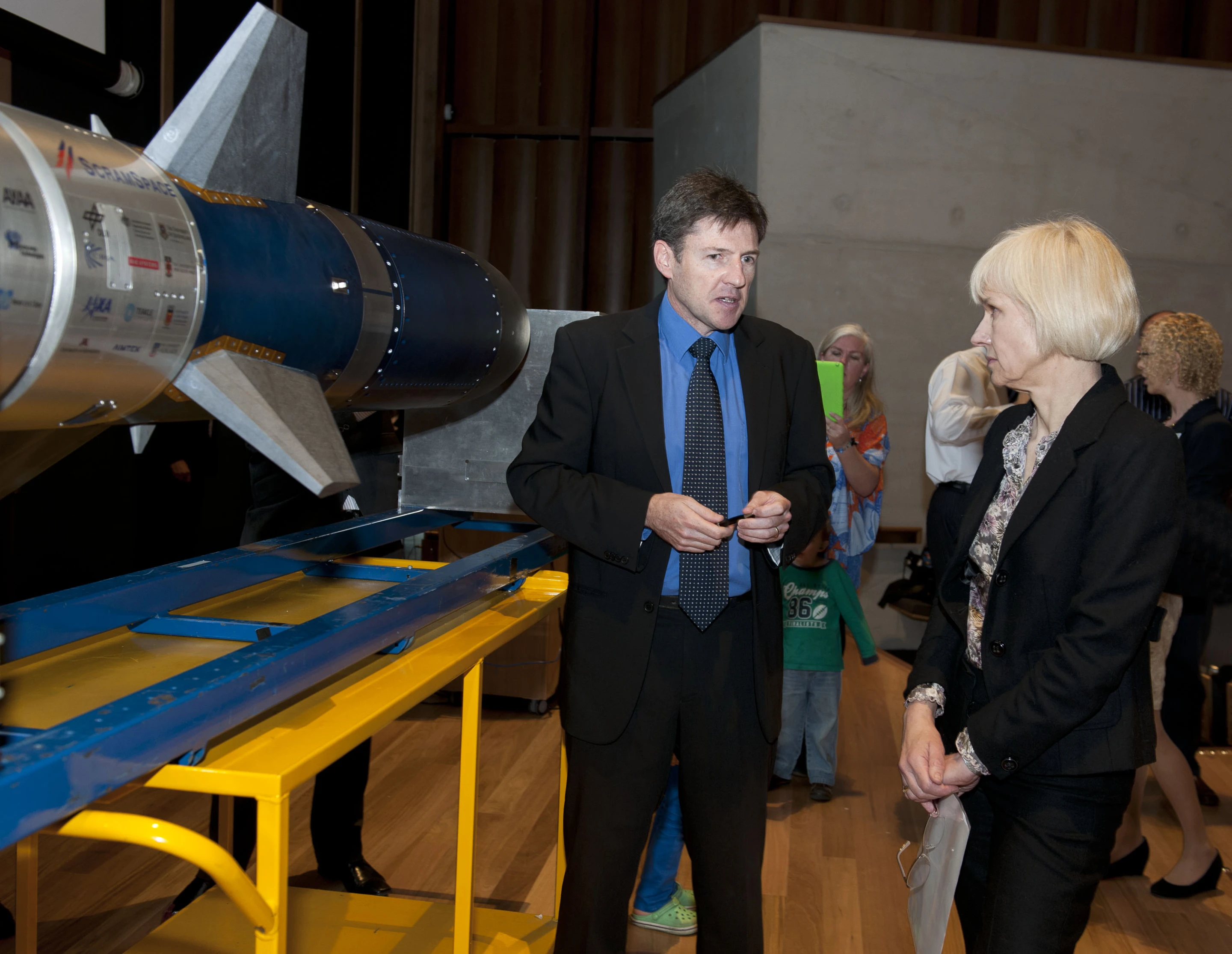Professor Russell Boyce, Scramspace Director and Chair for Hypersonics chats with Deputy Vice-Chancellor Professor Deborah Terry