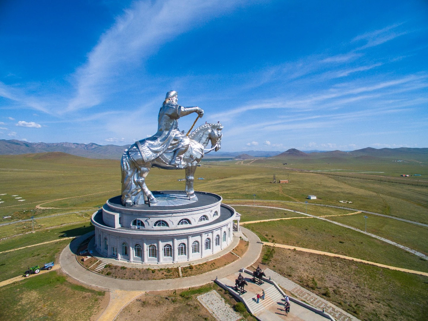 The Great Khaan's 40-metre tall statue looks out towards his birthplace