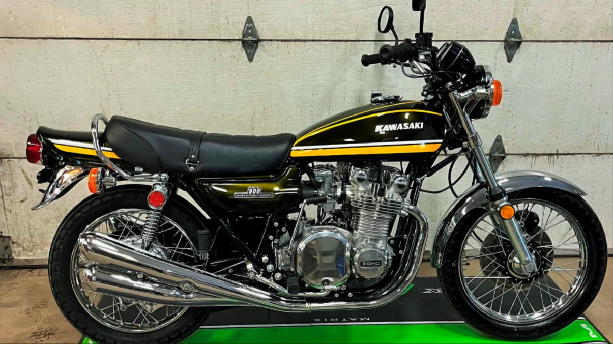 This 1975 Kawasaki Z1 900 sold for $25,300 as Lot F108 at Mecum Auctions' Las Vegas sale on Friday, 28 January 2022