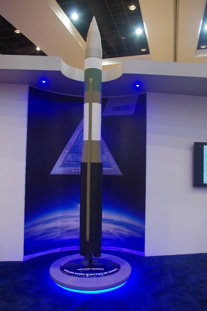 This is a model of a missile from Northrop Grumman that was proposed to the US Air Force late last year as a replacement for the country's current intercontinental ballistic missile system (ICBM). The system is dubbed Ground-Based Strategic Deterrent (GBSD). “The ICBM system has been an effective deterrent since its inception,” said Carol Erikson, GBSD vice president and capture manager, Northrop Grumman Aerospace Systems. “Northrop Grumman has submitted a proposal leveraging our comprehensive ICBM weapons system understanding to deliver a low-risk, adaptable solution within cost and schedule.”