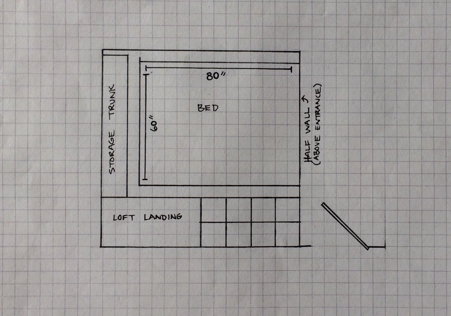 Drawing showing the layout of the Curved 260 Micro Home