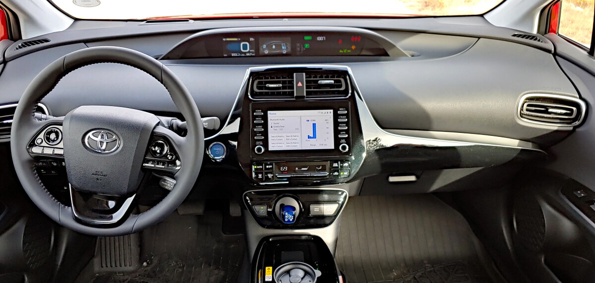 Although the exterior of the Prius is now more contemporary, the interior remains quirky with this unusual dashboard layout