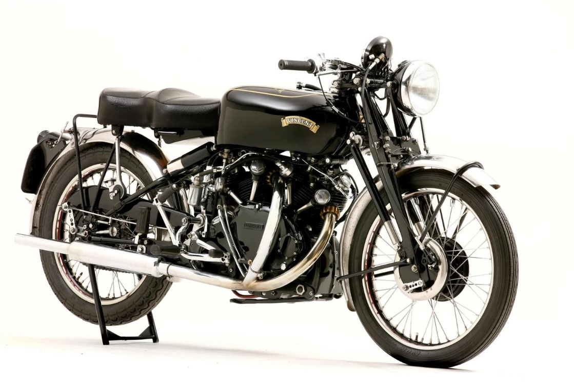 One of the most beautiful bikes you'll ever see, this 1952 Vincent 998cc Black Shadow sold for £113,500 (US$175,698) in April, 2013 at Bonhams' Stafford sale.