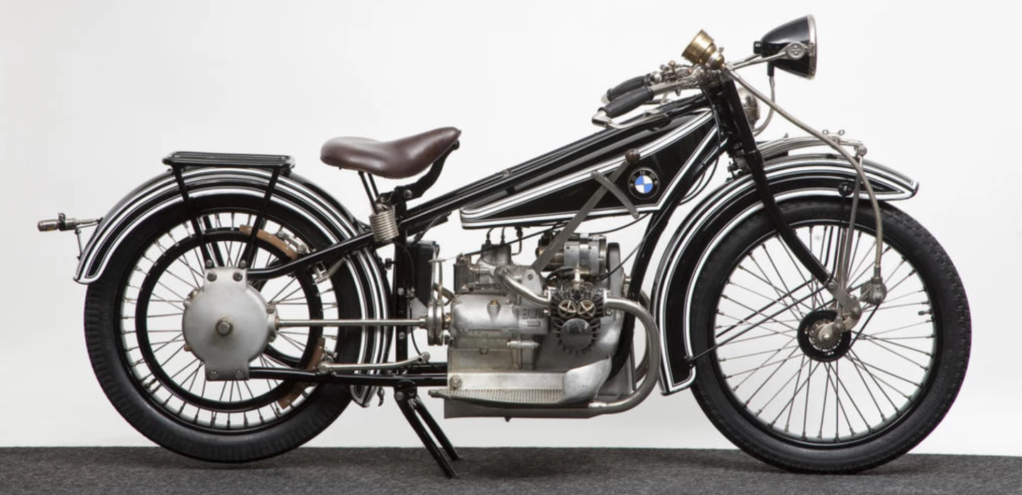 The R32 is arguably BMW's first motorcycle, though the fore-and-aft Helios pre-dated it. Designed by Max Friz and launched in 1923, the R32 was the first motorcycle to be sold as a BMW and featured a 493cc, twin-cylinder, sidevalve, horizontally opposed twin, a configuration that would forever be associated with the marque. This 1924 BMW 493cc R32 sold for EUR109,250 (US$163,438) as part of the Willy Neutkens Collection of Important BMW Motorcycles in November, 2009. Auctioned by Bonhams.
