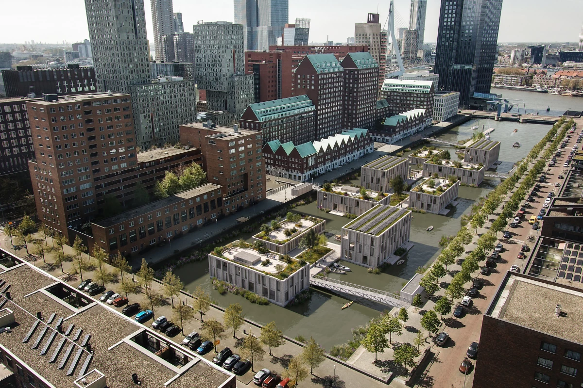 Spoorweghaven, by MAST, will be the largest floating community in Europe and will feature 100 prefabricated wooden homes