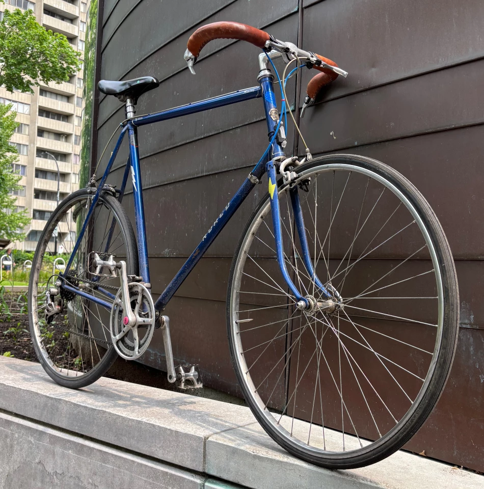 Tory Jarvis gave this mid-80s Norco Monterey bar-end friction shifters, custom-made handlebars, and a long-cage rear derailleur