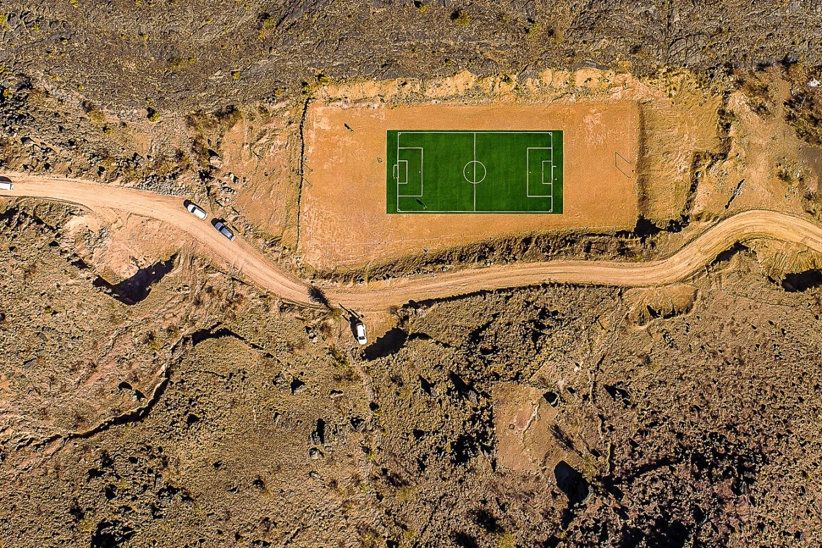 A football pitch in the middle of the Jabal mountains in Oman