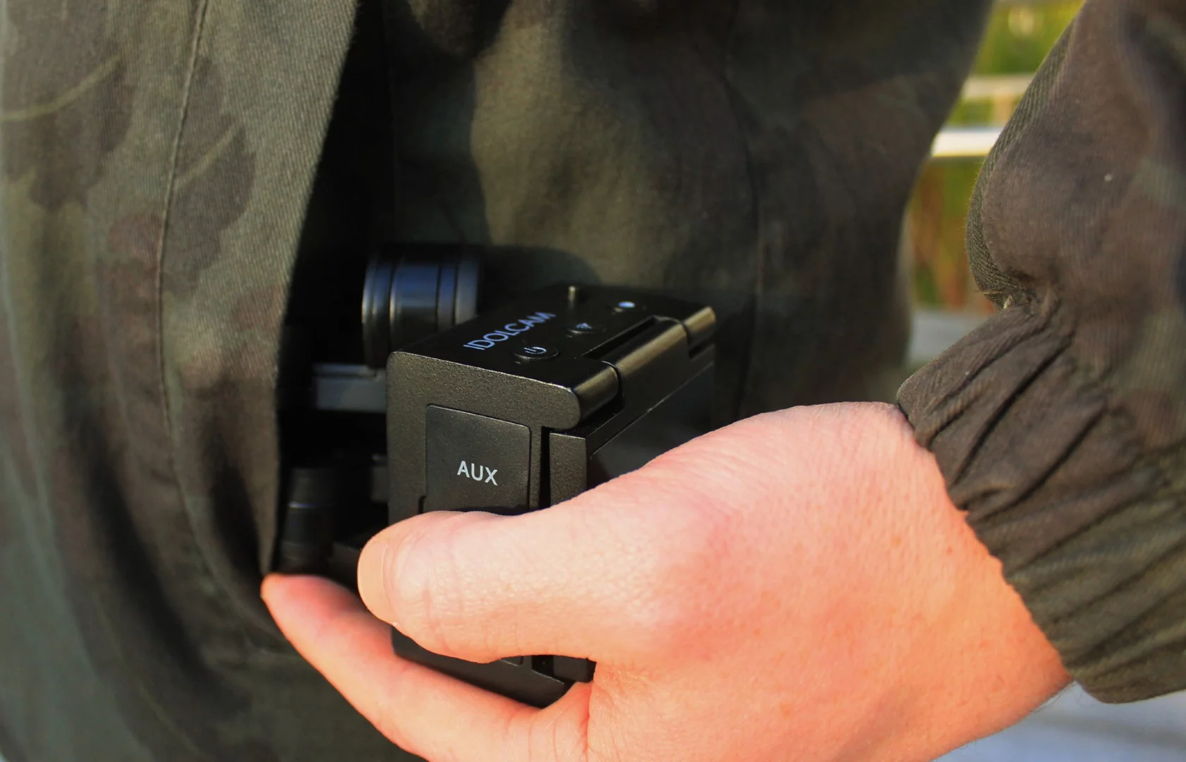 The Idolcam fits in a jacket pocket