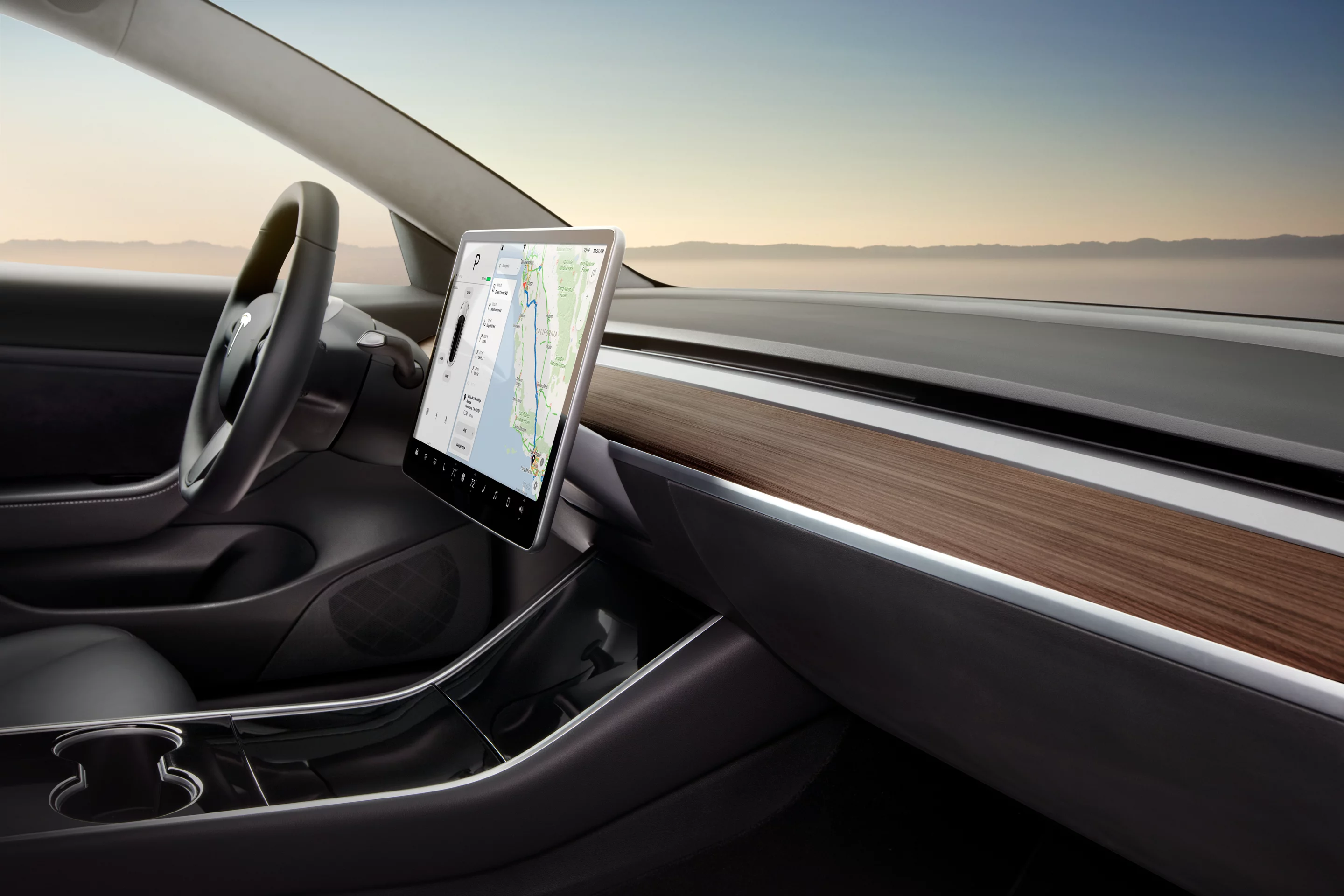 The dashboard on the Model 3 is pared back in the extreme