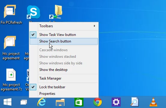 Remove the Search and Task View icons