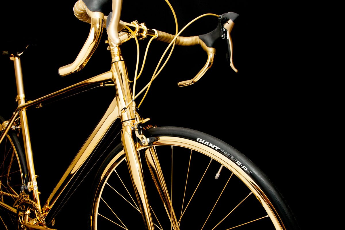 Goldgenie's 24-karat gold plated bicycle: golden handlebars