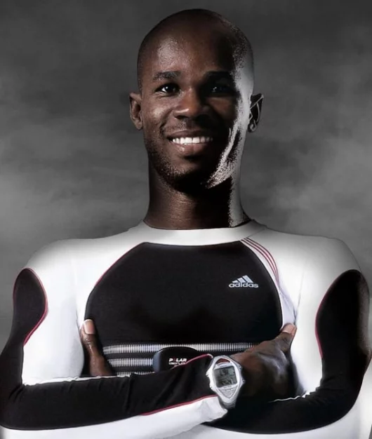 A close up of Kim Collins and his Polar RS800 Running Computer