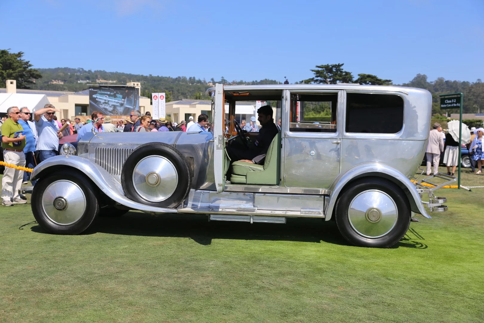the 1927 Rolls Royce Phantom I Windovers Limousine courtesy of the Motor Cars of the Raj display easily stands over 6 1/2 feet tall