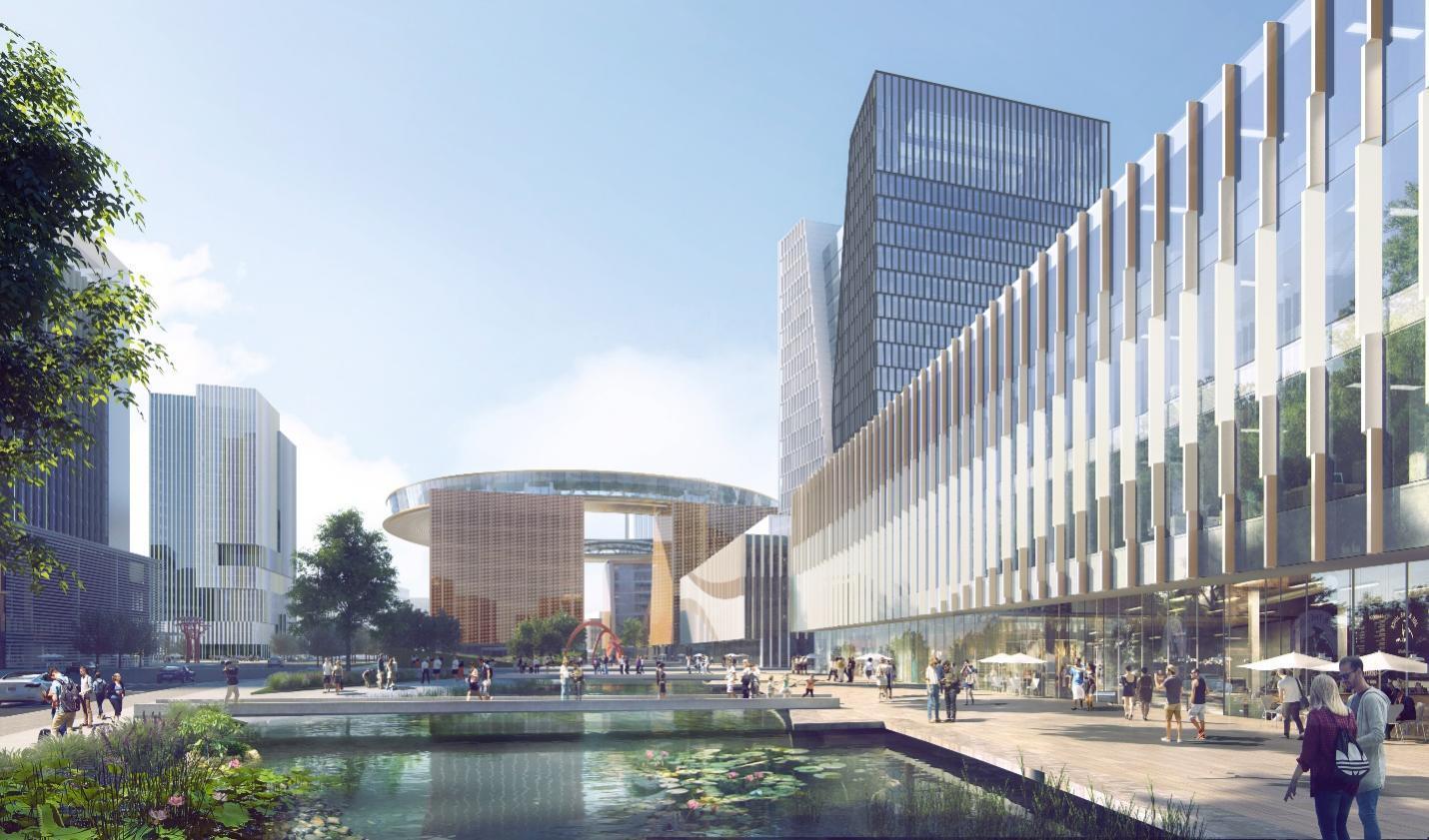 The Shanghai Lingang Special Area will include retail space, office space, and multiple park areas