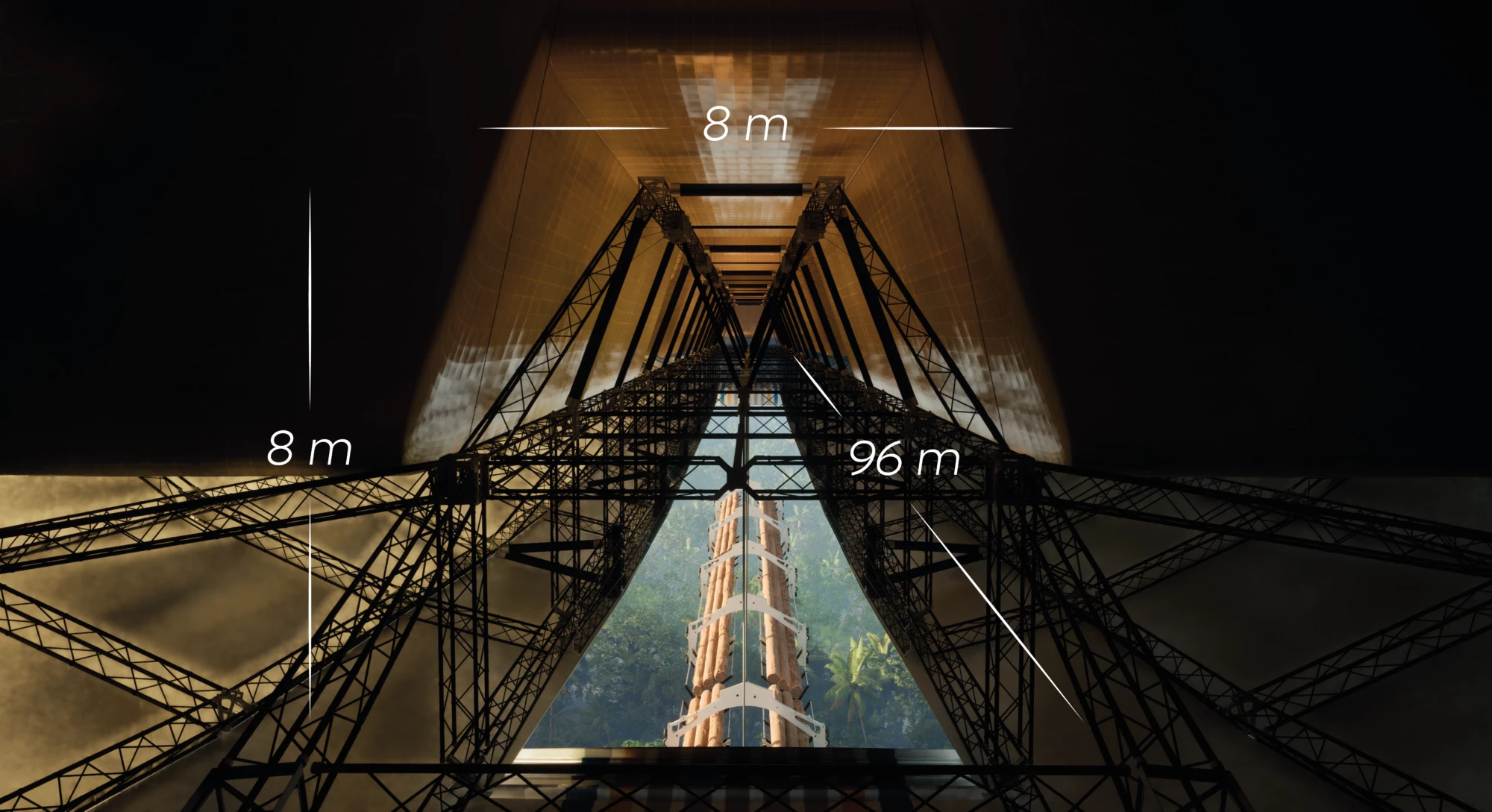 Massive in and of itself, the central cargo hold will be able to both lower and load cargo through an opening in the vessel's underbelly using an electro-hydraulic winch system