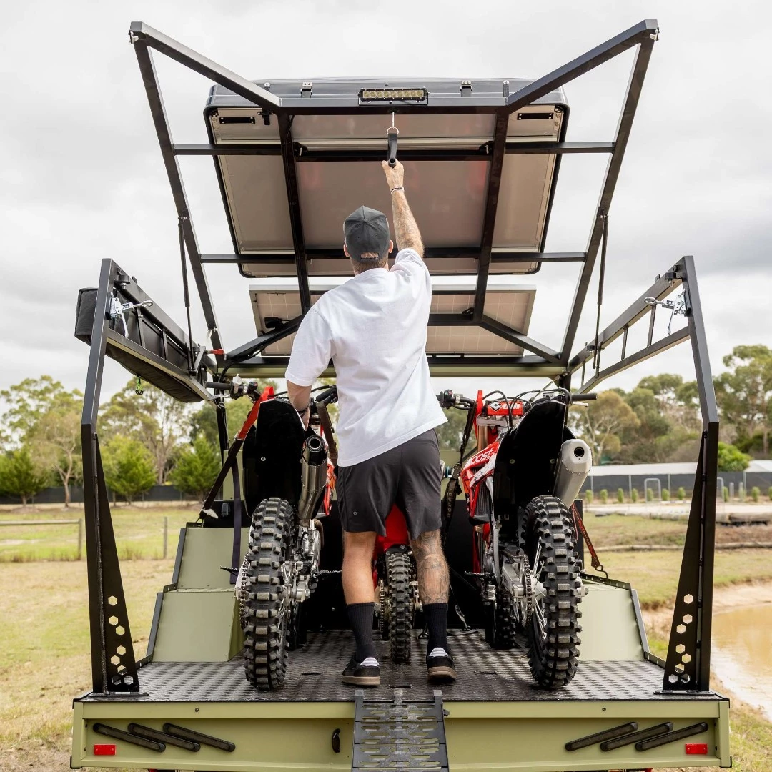 The Crosstrail includes fold-away ramps, floor-integrated wheel holders and a strut-lift roof to make loading up a breeze
