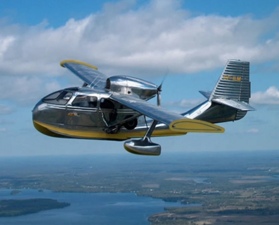 A 1940s-era Republic RC-3 SeaBee, modified by the Robinsons to use a reliable, efficient GM LS V8 engine