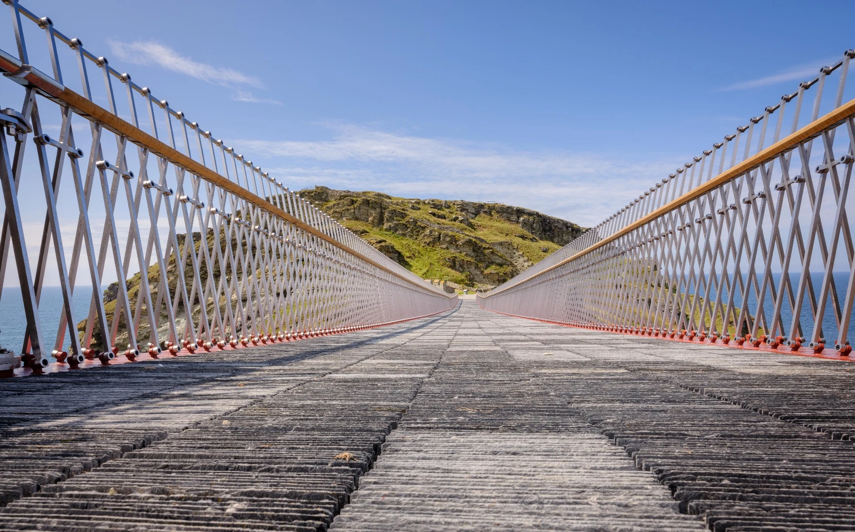 A total of 40,000 hand-cut locally-sourced slate tiles were used to construct Tintagel Castle footbridge