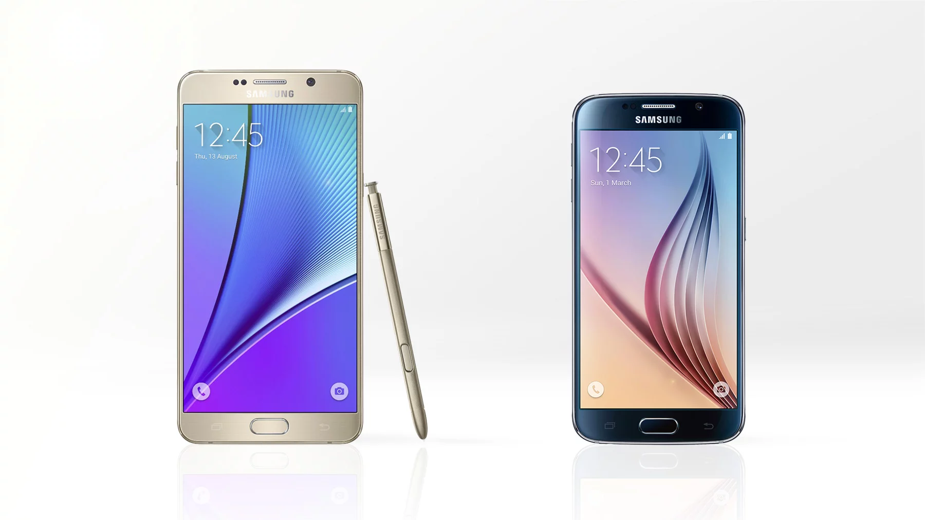 Gizmag compares the features and specs of the new Galaxy Note 5 (left) and Galaxy S6