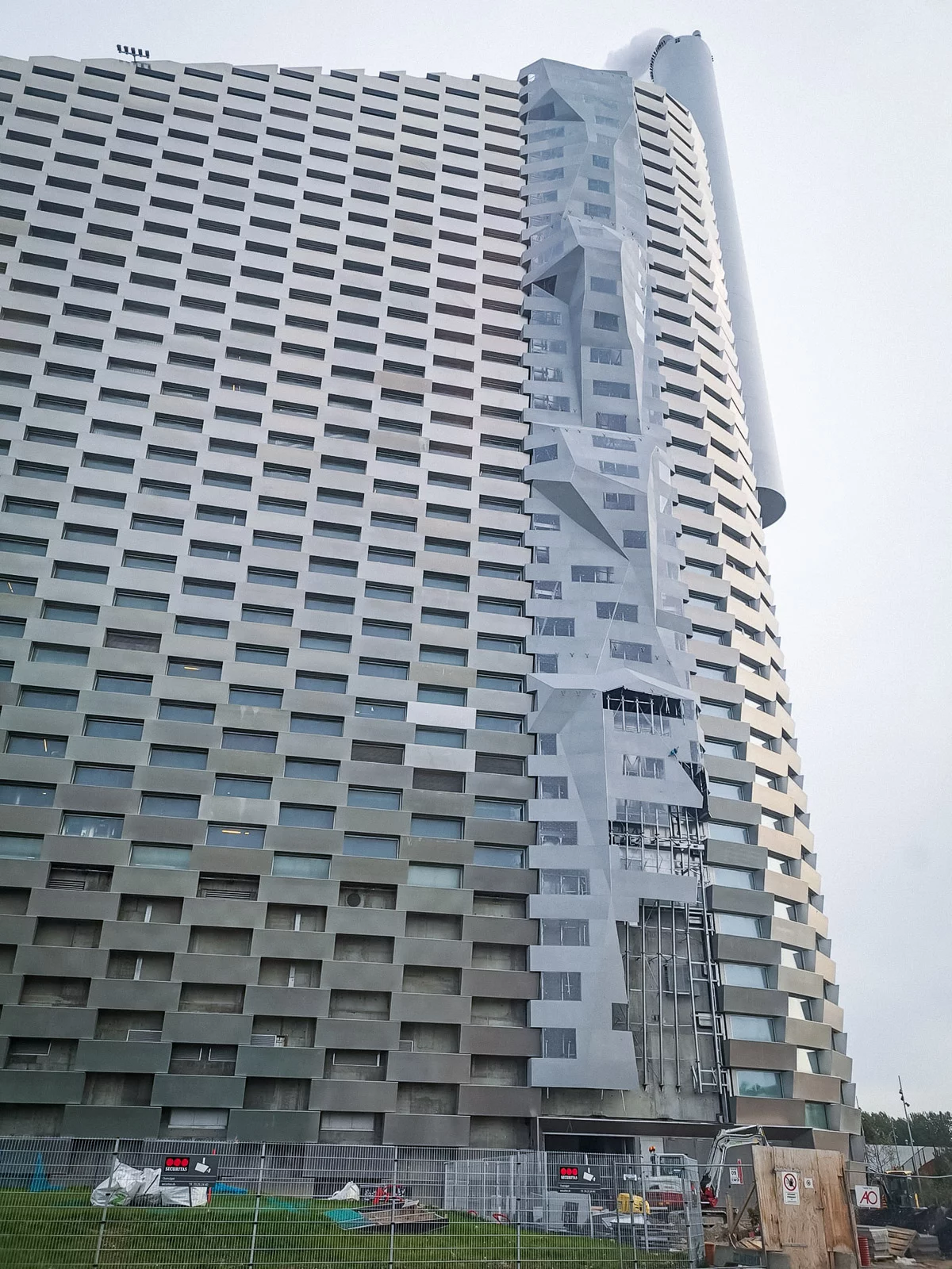 With a height of 80 m (262 ft), the CopenHill climbing wall was divided into four pitches