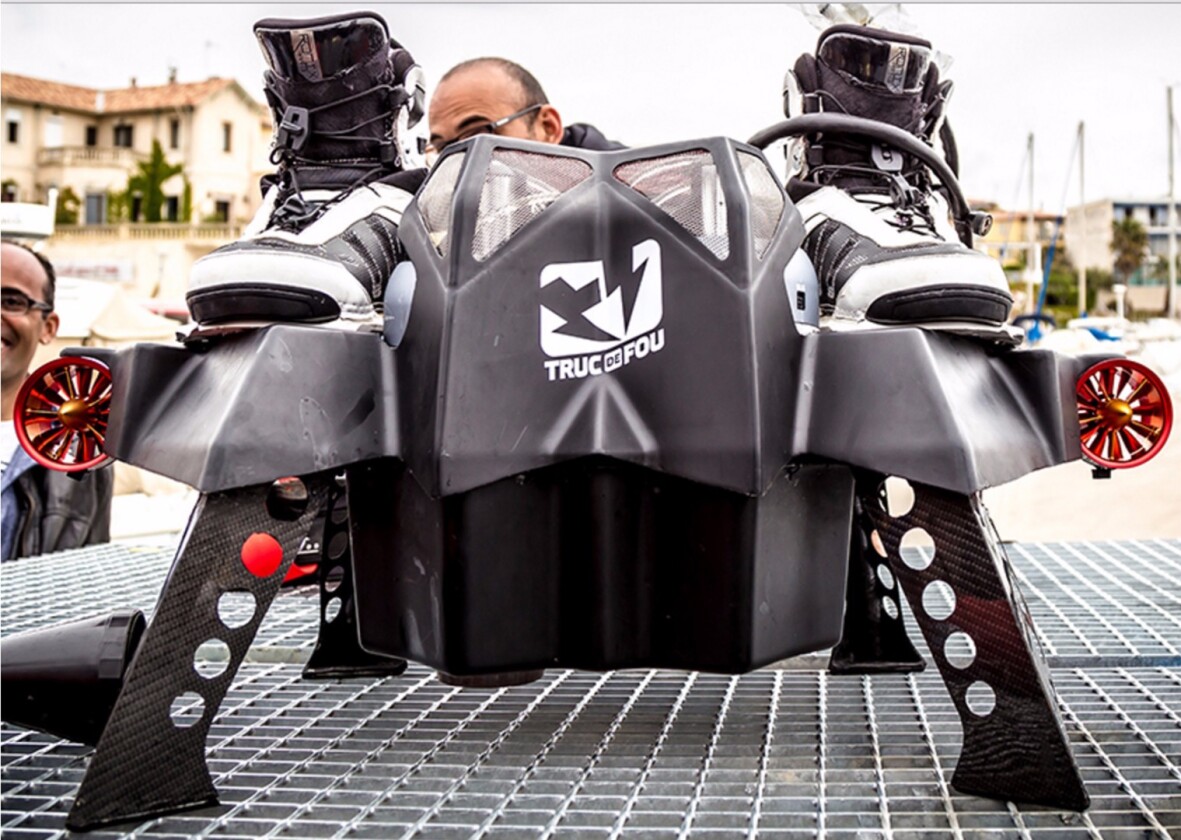 The Flyboard Air is an impressive device, made largely from carbon fiber, and packing four 250-horsepower jet engines