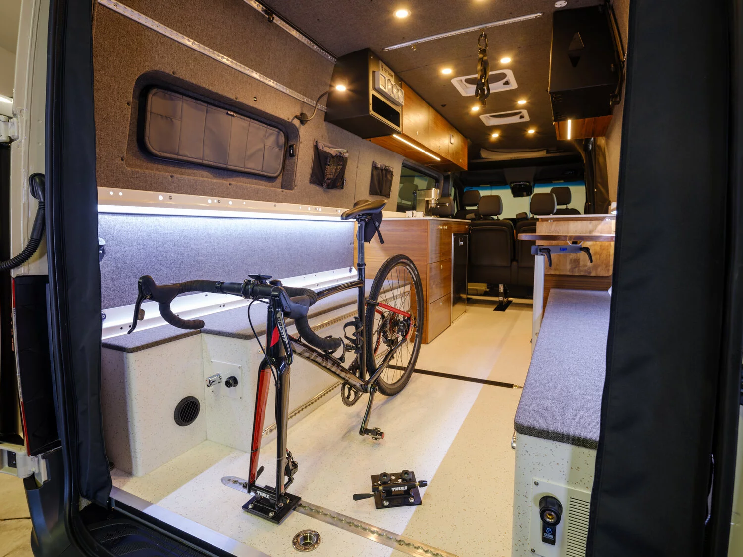 Carry a bike or two inside the load area with the included fork mounts