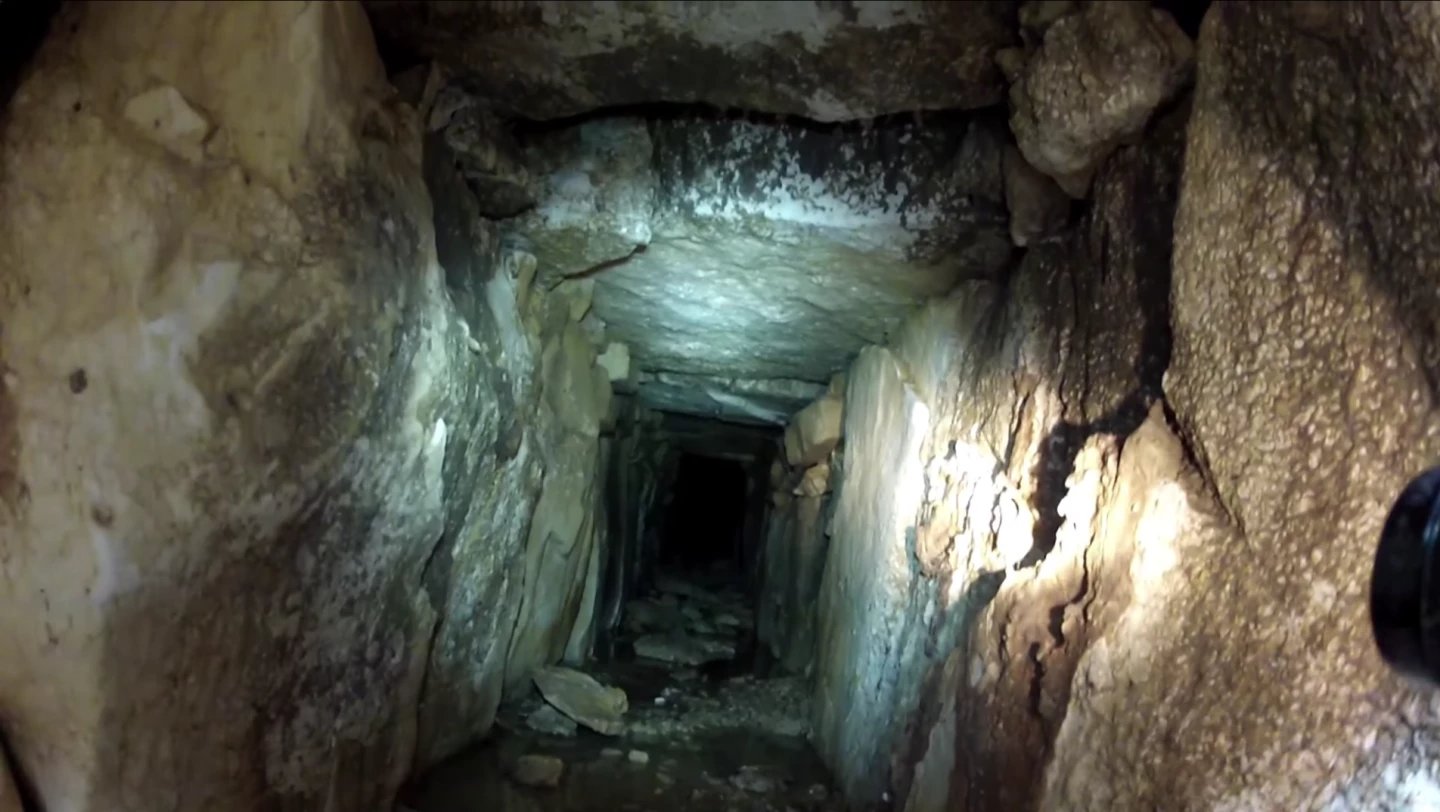 The team uncovered stone tunnels measuring around two feet wide and tall