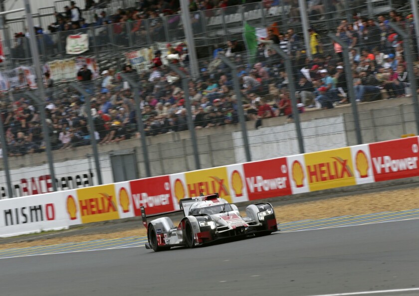 Audi's R18 e-tron in action at Le Mans
