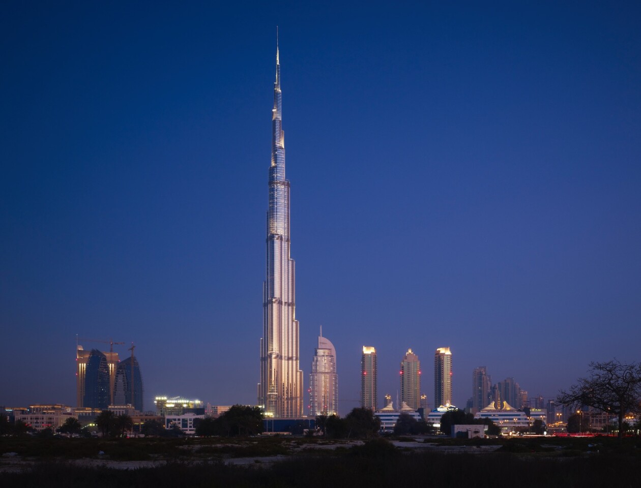 The Burj Khalifa is the world's tallest skyscraper and reaches an incredible height of 2,717 ft (828 m)