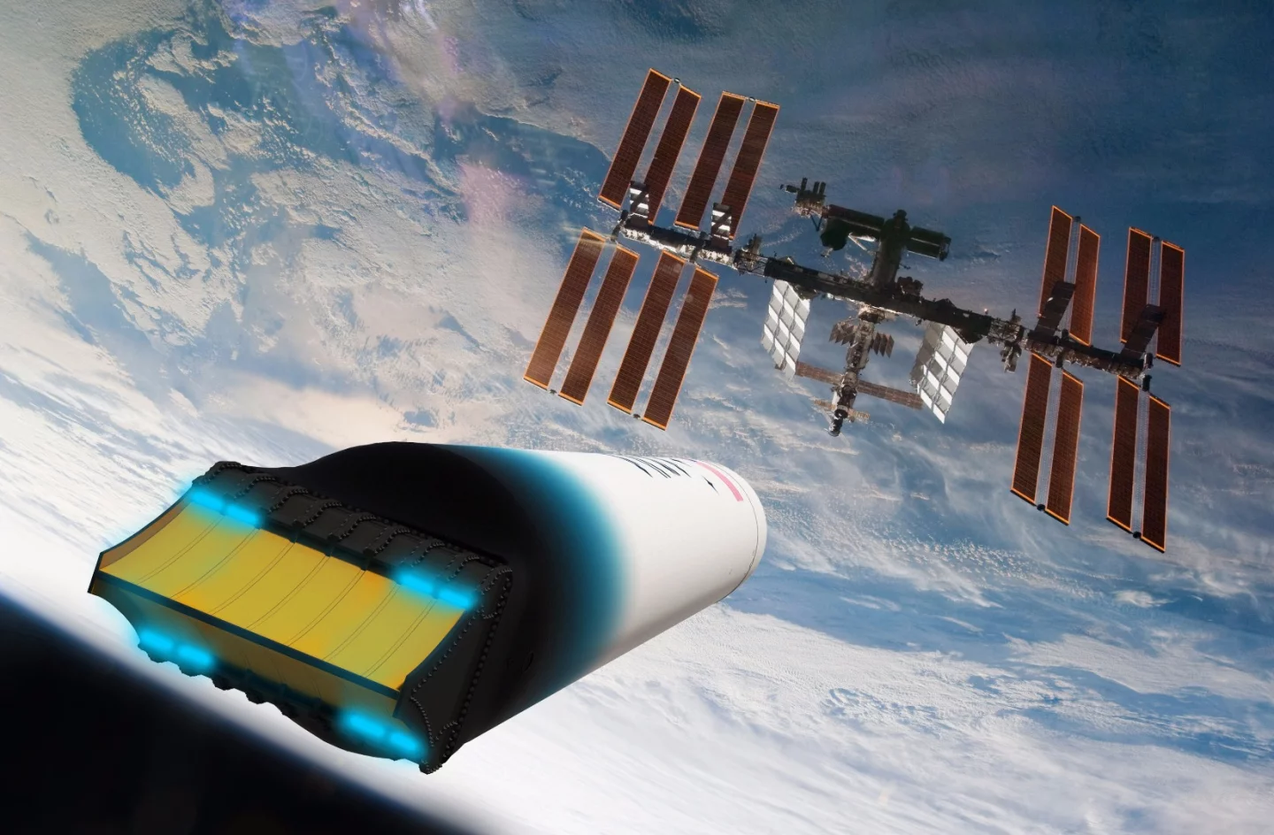 Rendering of the ARCA Haas 2CA visiting the ISS