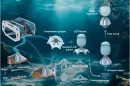 A diagram showing the OUT-Robot in underwater gripping action