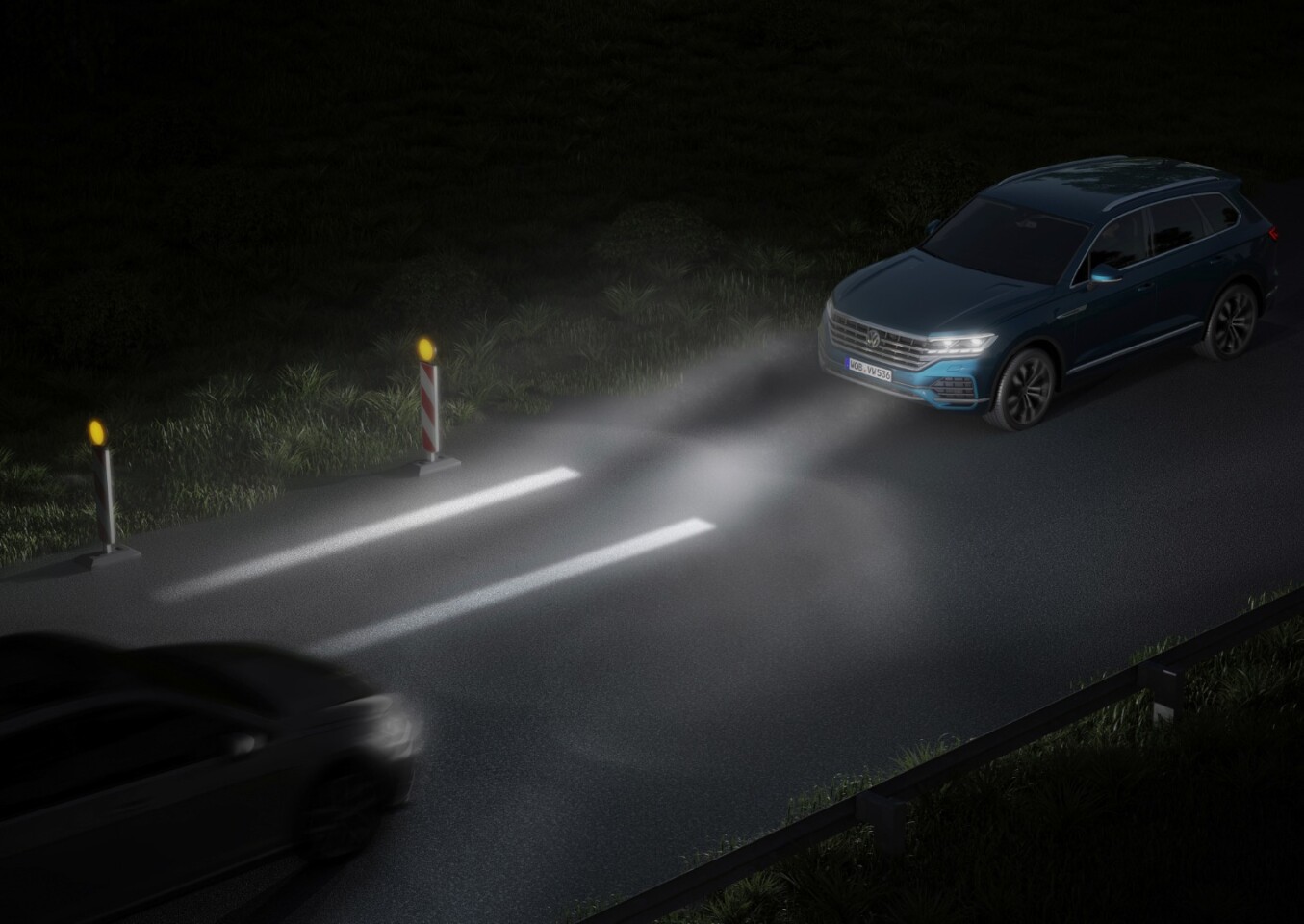 Forward path projections could help both drivers approaching each other in low-light, narrow country road situations
