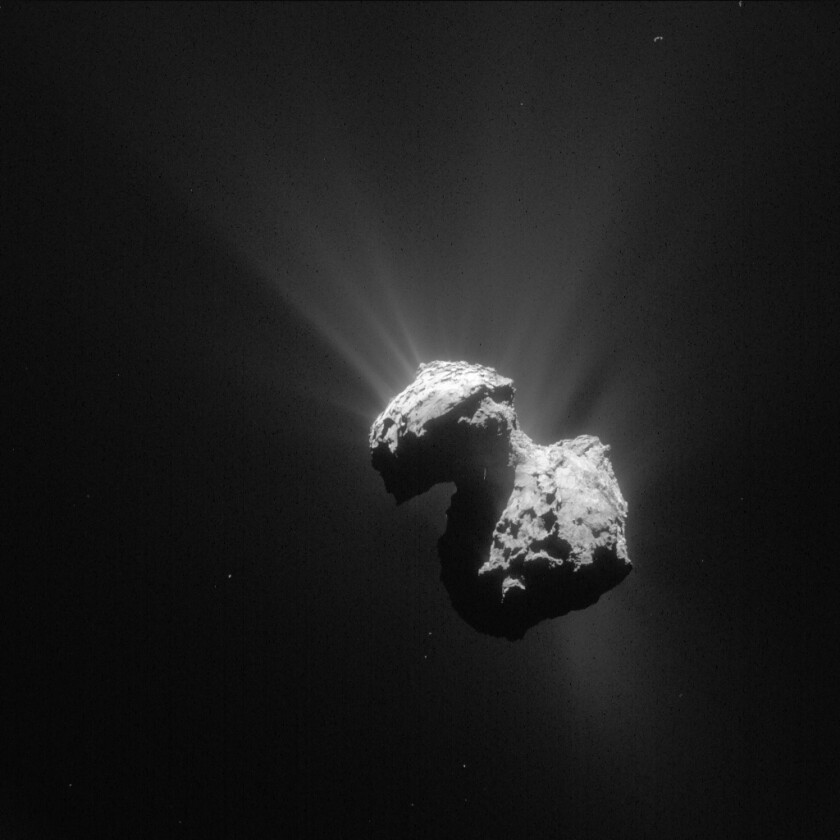 Comet 67P showing outgassing