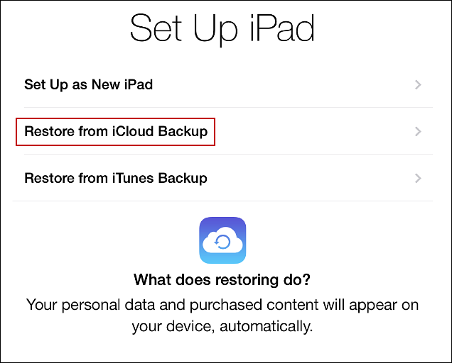 Restore from iCloud backup