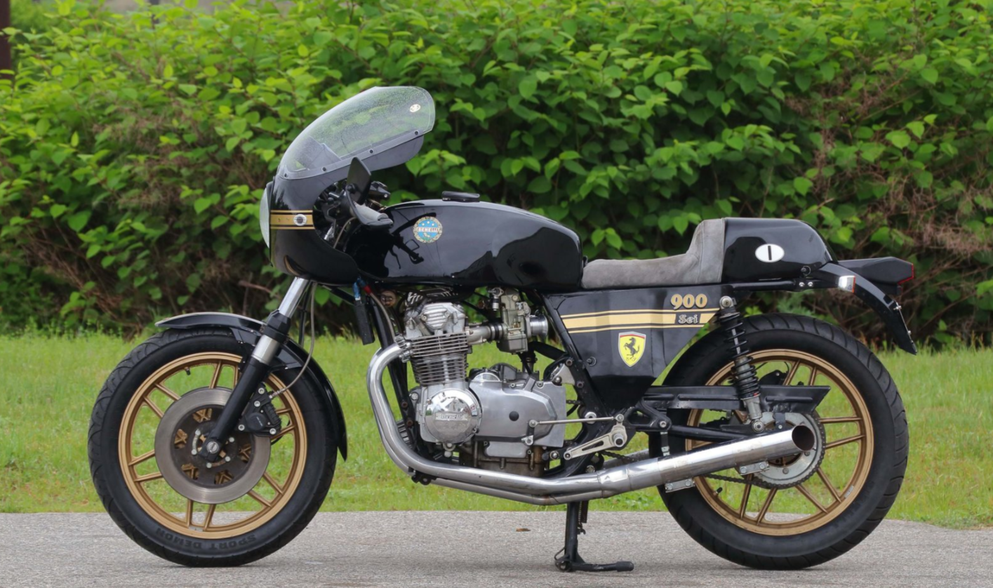 Readers may recall the J. Geils Band of the 1970s and 80s. Lead guitarist John Geils was a car and motorcycle enthusiast and at the time of his death in April 2017, he had amassed quite a collection. This 1983 Benelli 900 SEI was his favorite and fetched $16,500. Official Auction Description