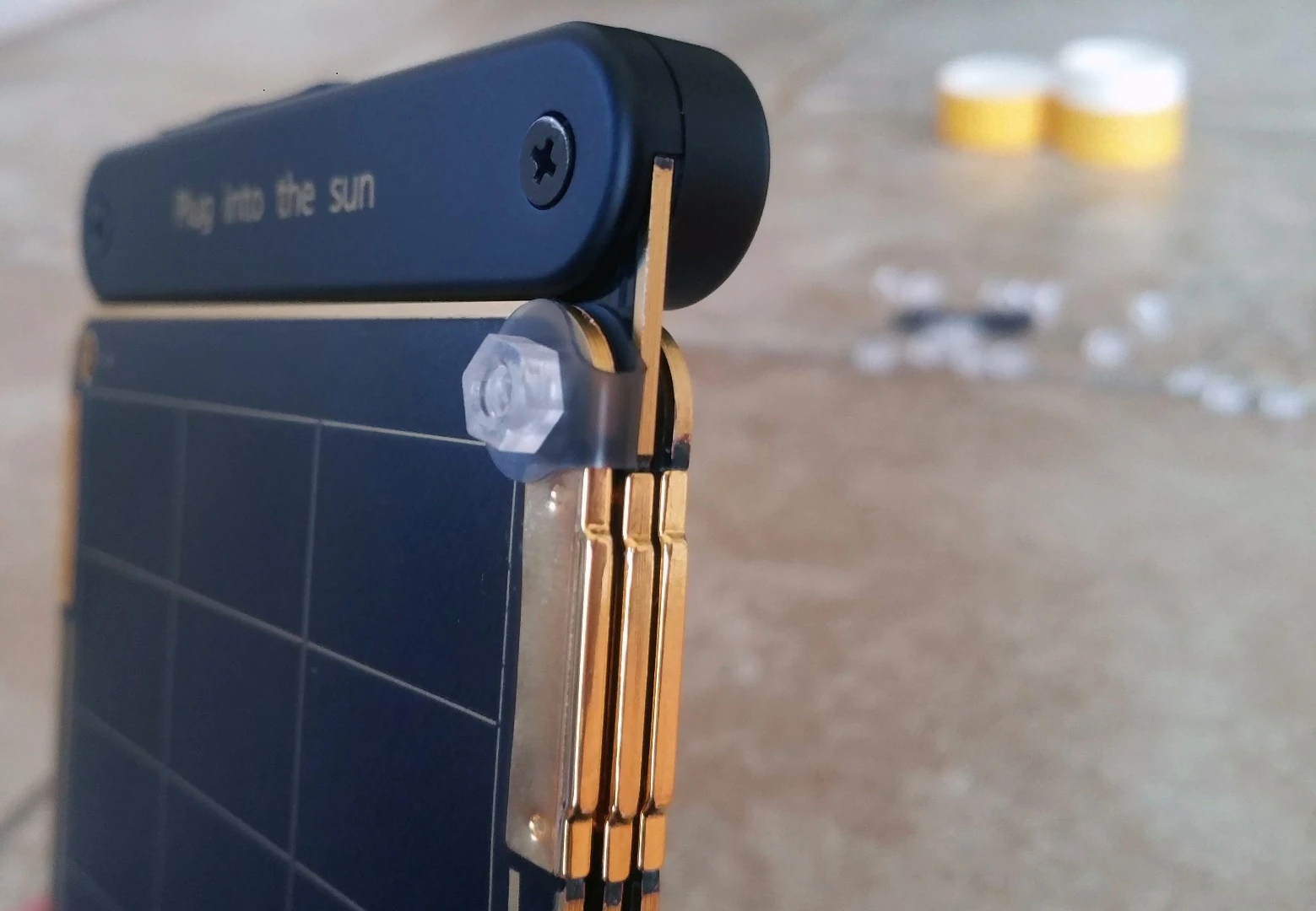 If you’re smart about which way to face the included nuts and bolts, Solar Paper's panels will still be able to magnetically stack atop each other