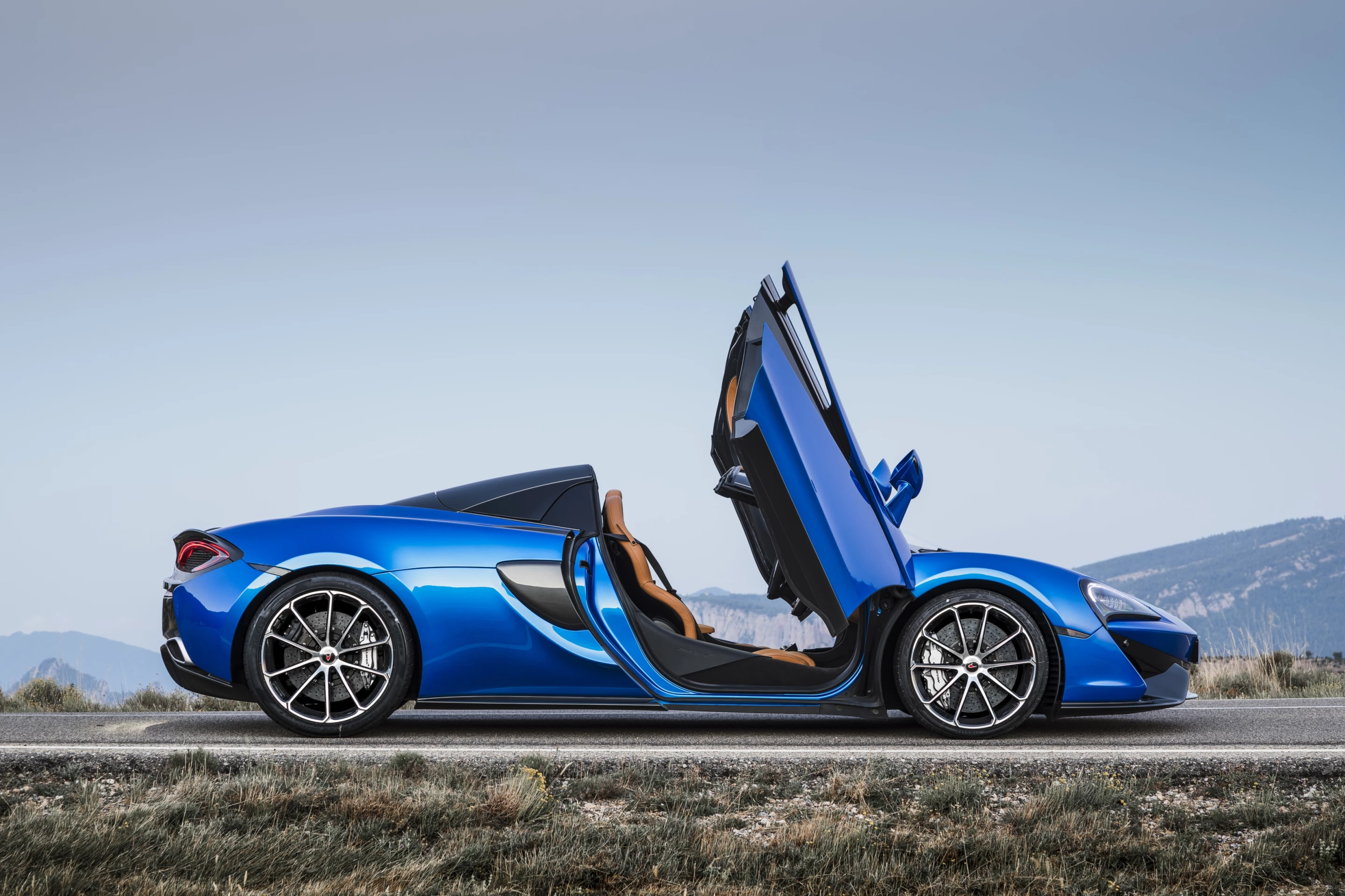 The relatively ligthweight doors, made possible via carbon fiber, lift up and away on heavy hydraulic pistons, making them feather light for the user
