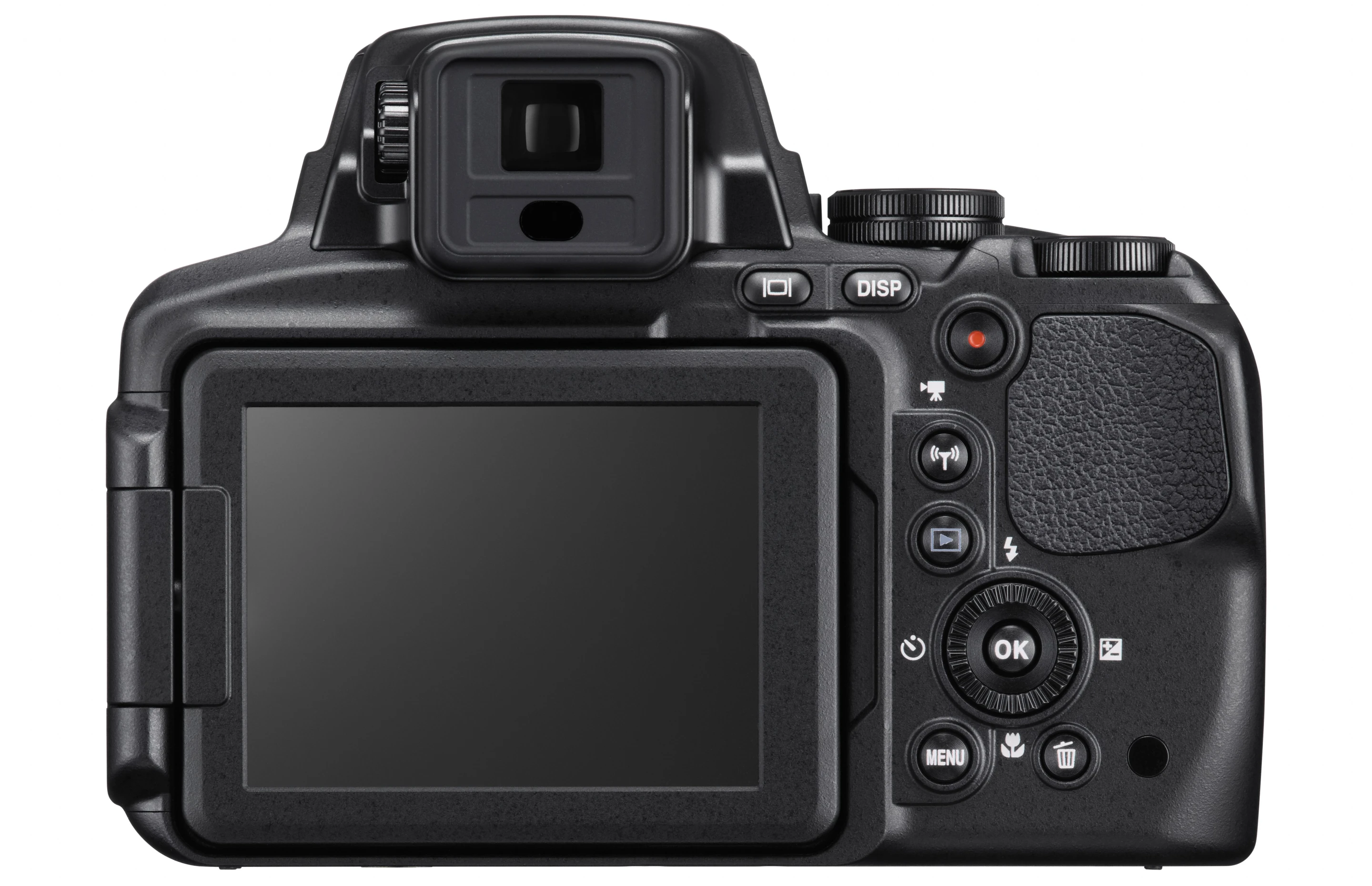 The rear vari-angle monitor on the Nikon Coolpix P900 has 921k dots