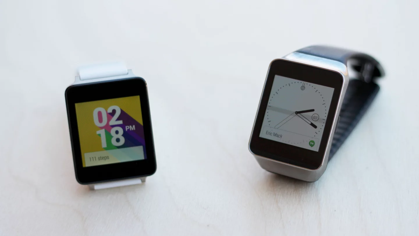 Speaking of the Gear Live, that's it on the right, next to the G Watch
