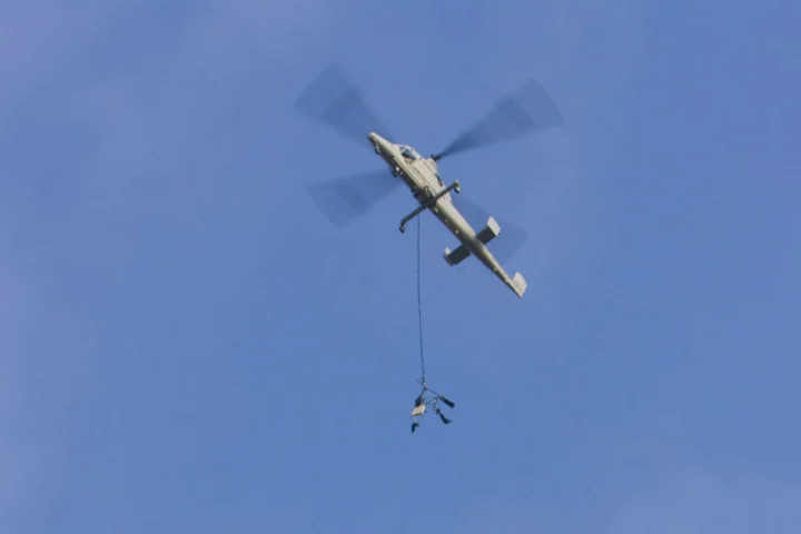 The test involved cargo airdrops from 300ft-400ft using a four-hook carousel