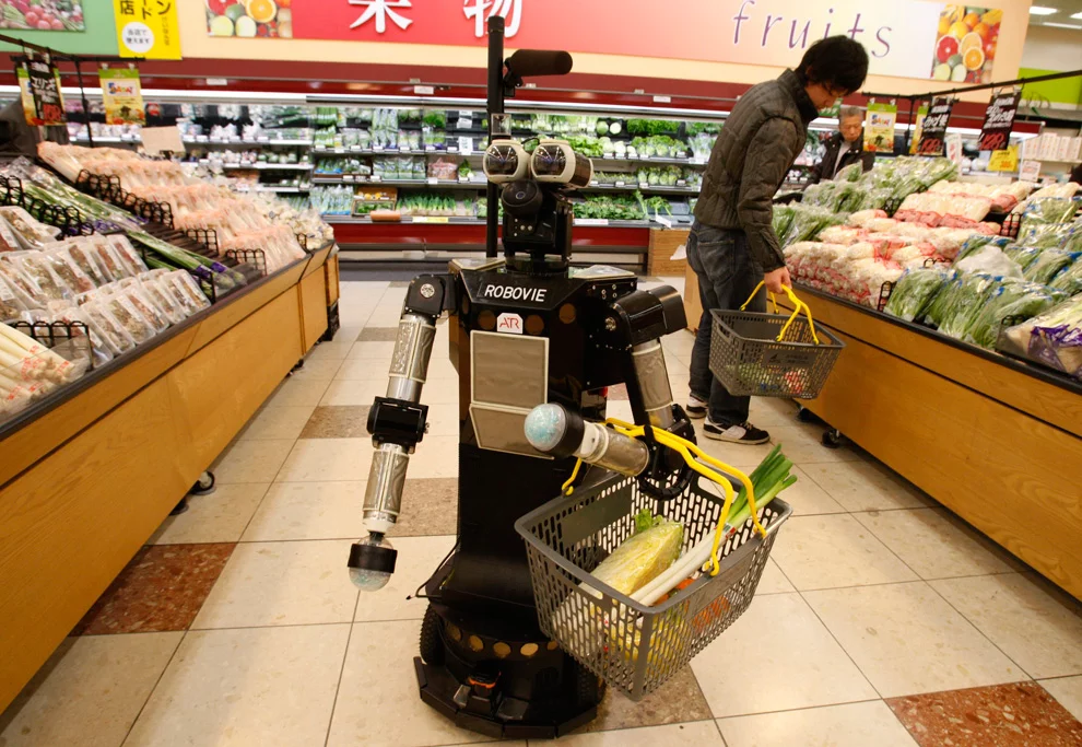 ATR's Robovie helped people shop for groceries in one research project